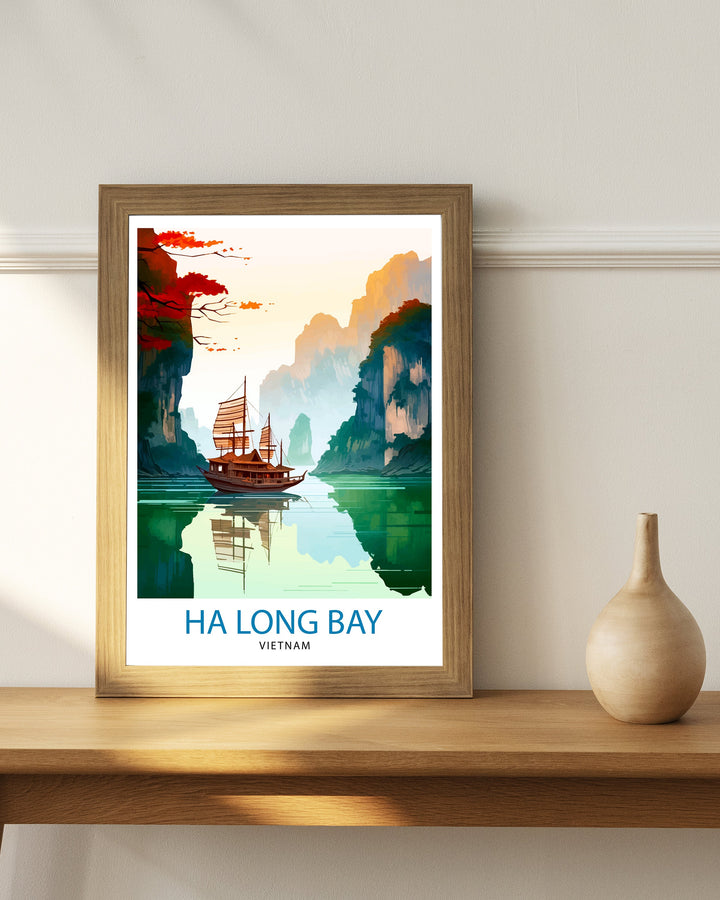 Ha Long Bay Vietnam Travel Print Ha Long Wall Decor Ha Long Poster Vietnam Travel Prints Ha Long Art Print Ha Long Illustration Ha Long Wall