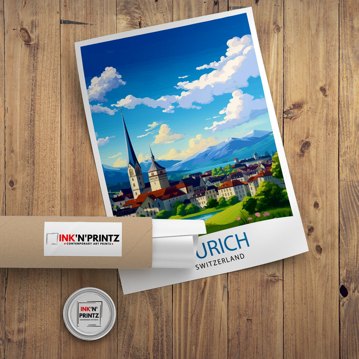 Zurich Switzerland Travel Poster Zurich