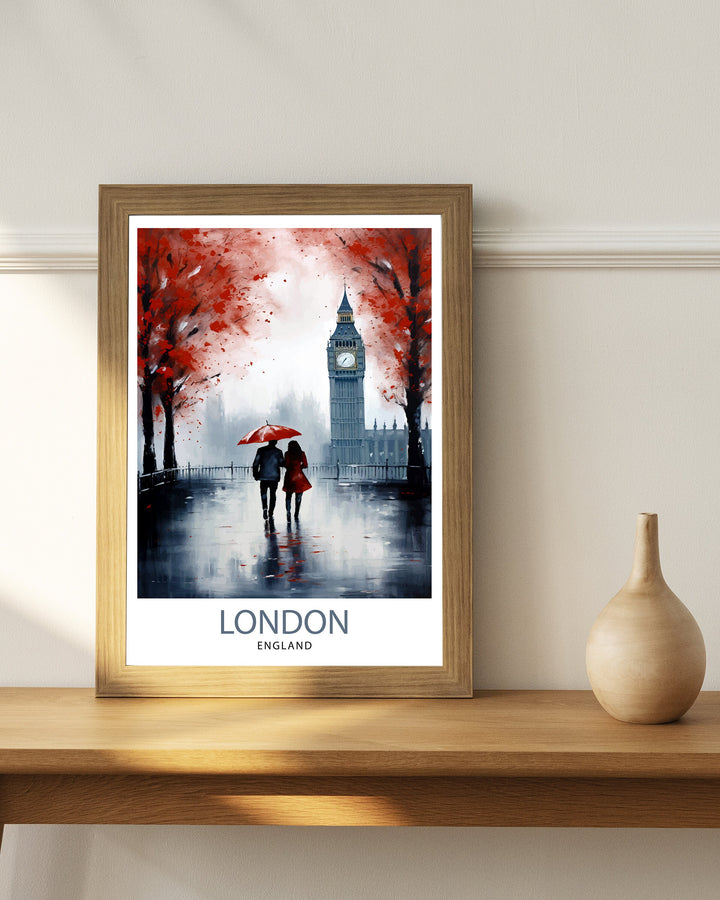 London Travel Print London Wall Art London Home Decor London Illustration Travel Poster Gift For London UK Home Decor