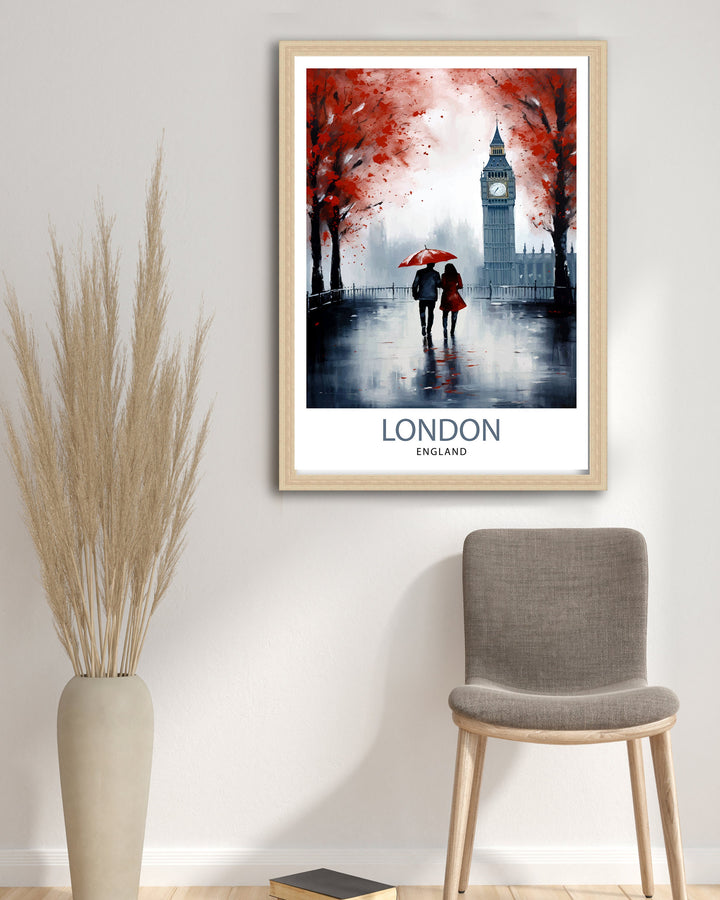 London Travel Print London Wall Art London Home Decor London Illustration Travel Poster Gift For London UK Home Decor