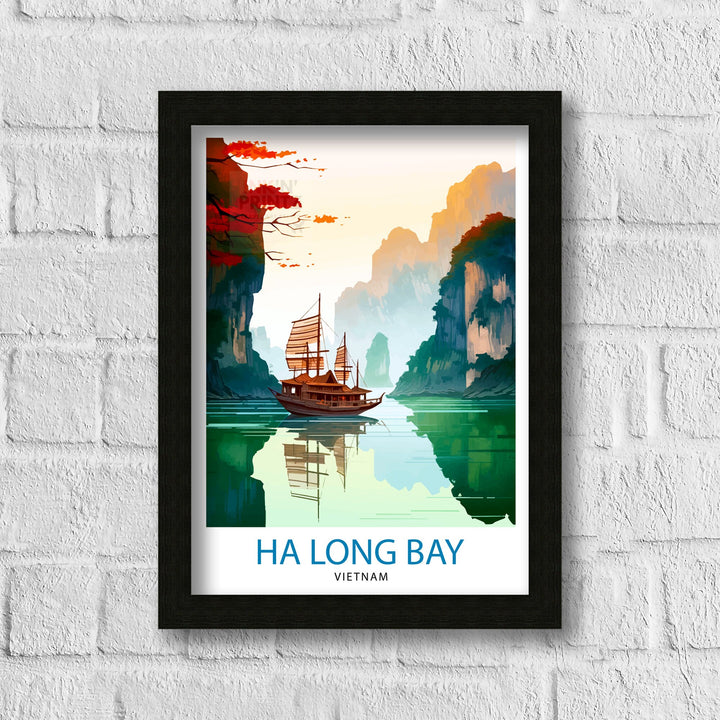 Ha Long Bay Vietnam Travel Print Ha Long Wall Decor Ha Long Poster Vietnam Travel Prints Ha Long Art Print Ha Long Illustration Ha Long Wall