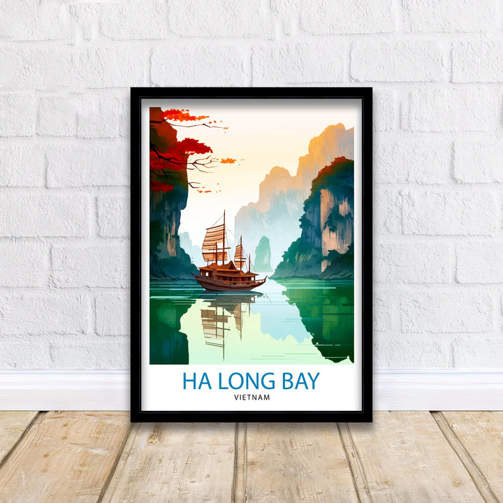 Ha Long Bay Vietnam Travel Print Ha Long Wall Decor Ha Long Poster Vietnam Travel Prints Ha Long Art Print Ha Long Illustration Ha Long Wall