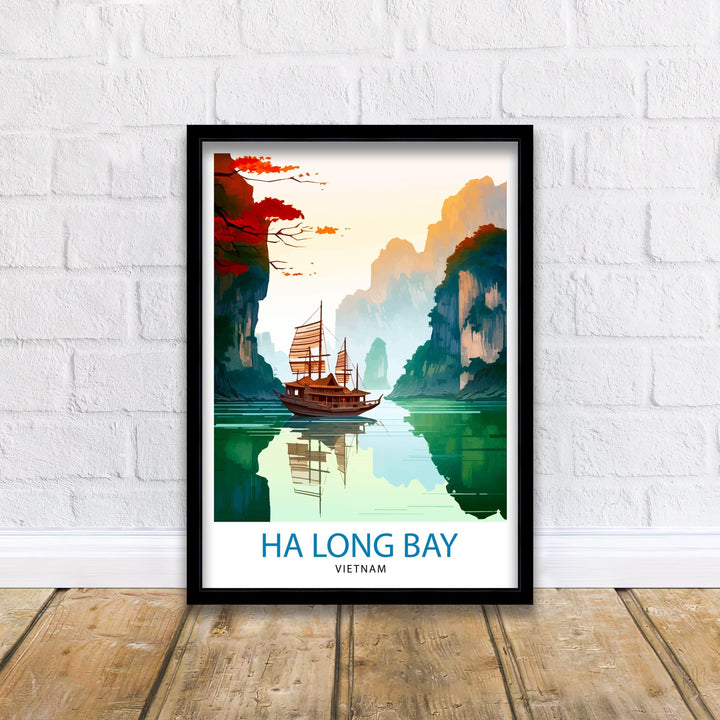 Ha Long Bay Vietnam Travel Print Ha Long Wall Decor Ha Long Poster Vietnam Travel Prints Ha Long Art Print Ha Long Illustration Ha Long Wall