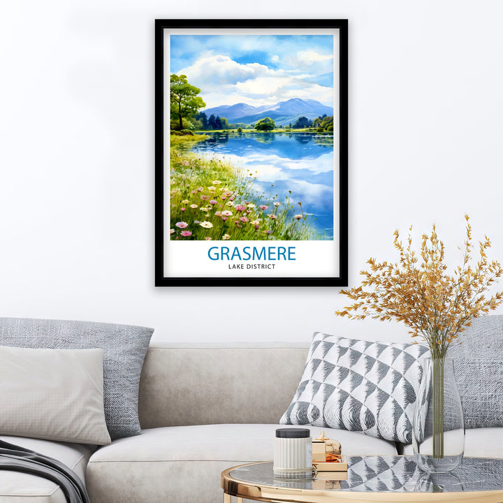 Grasmere Lake District Travel Print Grasmere Wall Decor Grasmere Home Living Decor Grasmere Illustration Travel Poster Gift For Grasmere