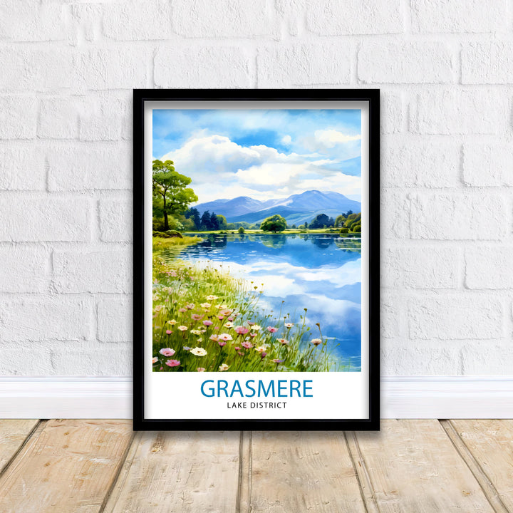 Grasmere Lake District Travel Print Grasmere Wall Decor Grasmere Home Living Decor Grasmere Illustration Travel Poster Gift For Grasmere