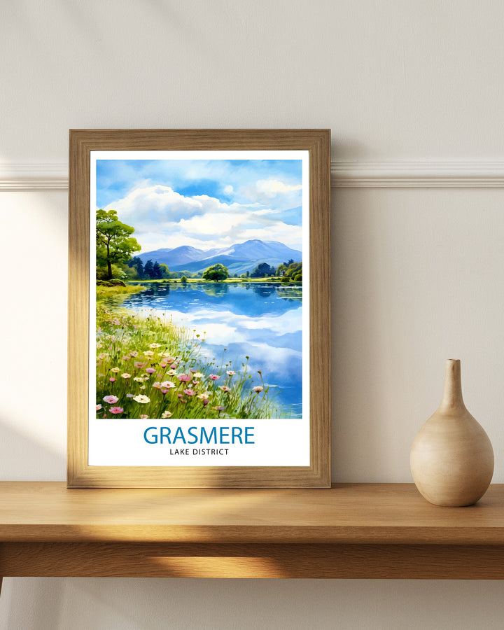 Grasmere Lake District Travel Print Grasmere Wall Decor Grasmere Home Living Decor Grasmere Illustration Travel Poster Gift For Grasmere