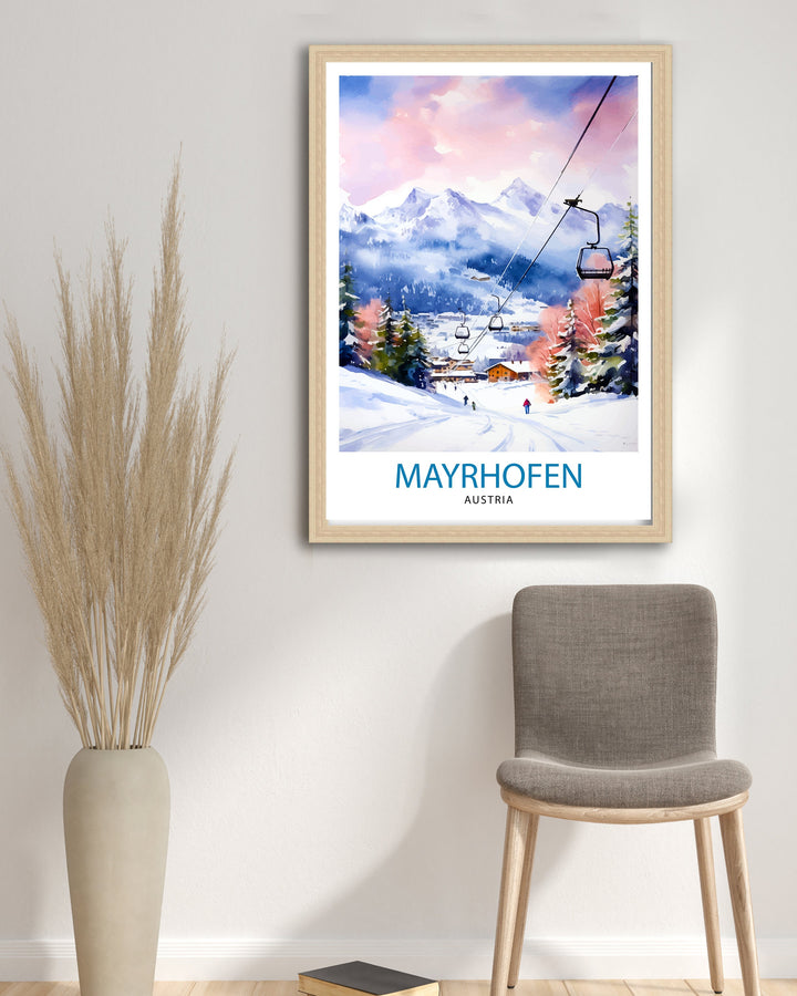 Mayrhofen Austria Poster Mayrhofen Decor Mayrhofen Poster Mayrhofen Art Mayrhofen Wall Art Gift for Alpine Fans Mayrhofen Home Decor