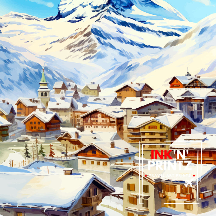 Zermatt Switzerland Poster Zermatt Decor Zermatt Poster Zermatt Art Zermatt Wall Art Gift for Mountain Enthusiasts Zermatt Home Decor