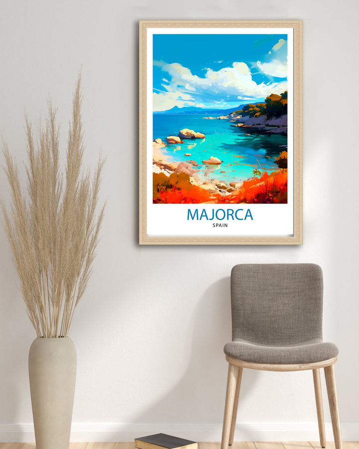 Majorca Spain Travel Print Majorca Wall Decor Majorca Home Living Decor Majorca Spain Illustration Travel Poster Gift for Majorca Spain Home