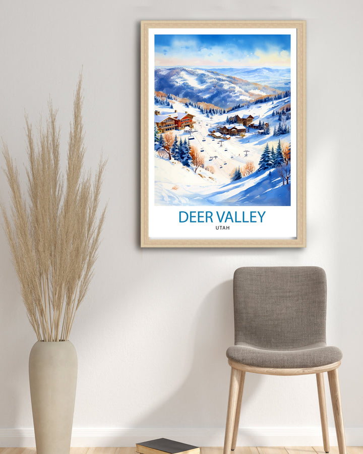 Deer Valley Ski Resort Poster Deer Valley Ski Decor Deer Valley Poster Deer Valley Art Poster Deer Valley Wall Art Gift for Deer Valley Skiers