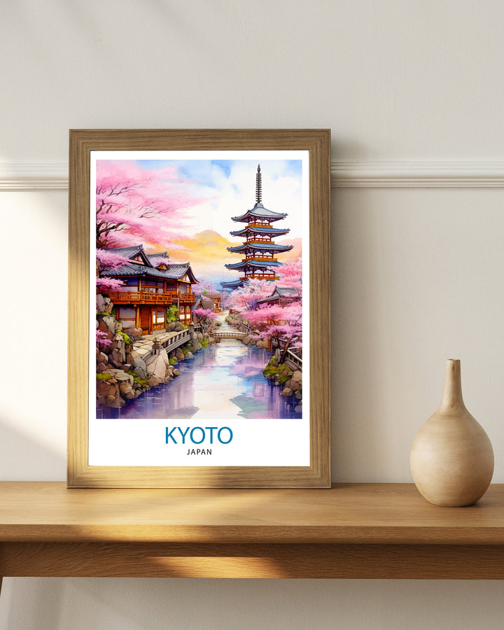 Kyoto Japan Travel Print Kyoto Wall Decor Kyoto Poster Japan Travel Prints Kyoto Art Print Kyoto Illustration Kyoto Wall Art