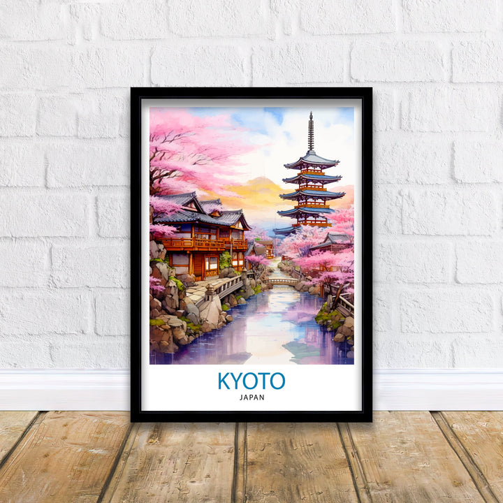 Kyoto Japan Travel Print Kyoto Wall Decor Kyoto Poster Japan Travel Prints Kyoto Art Print Kyoto Illustration Kyoto Wall Art