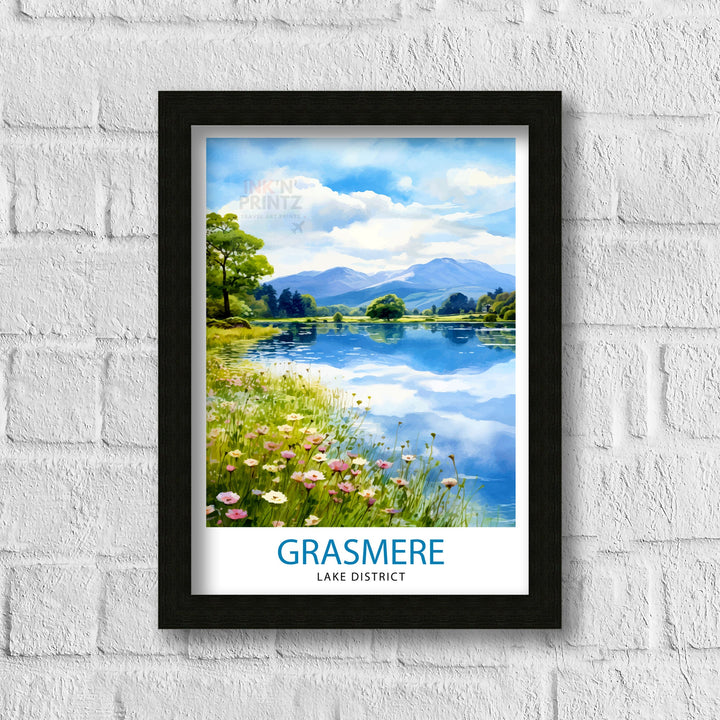 Grasmere Lake District Travel Print Grasmere Wall Decor Grasmere Home Living Decor Grasmere Illustration Travel Poster Gift For Grasmere