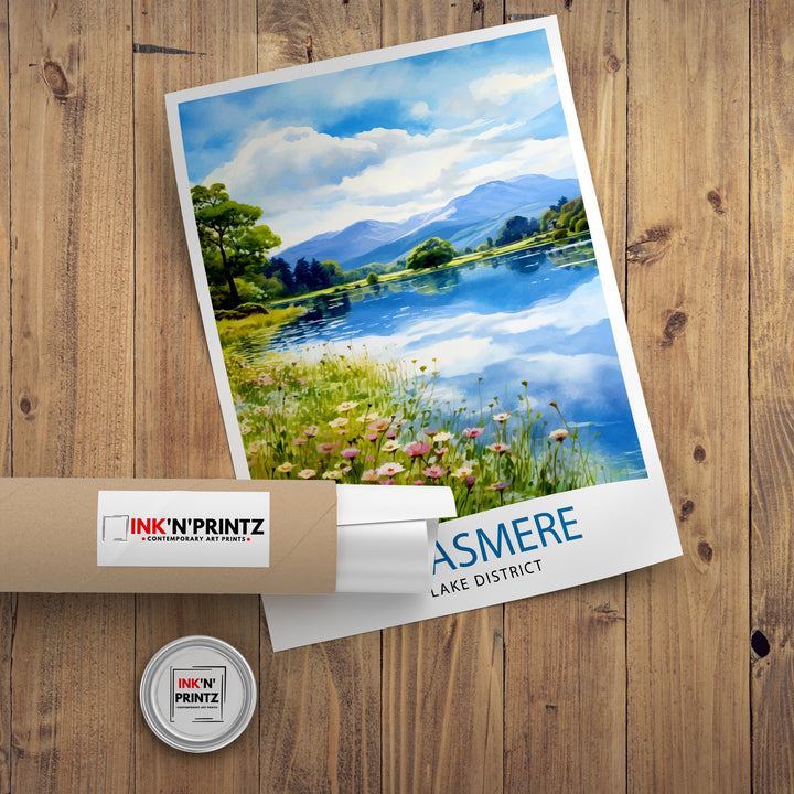 Grasmere Lake District Travel Print Grasmere Wall Decor Grasmere Home Living Decor Grasmere Illustration Travel Poster Gift For Grasmere