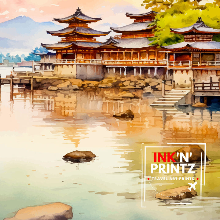Miyajima Island Japan Travel Print Miyajima Wall Decor Miyajima Poster Japan Travel Prints Miyajima Art Print Miyajima Illustration Miyajima