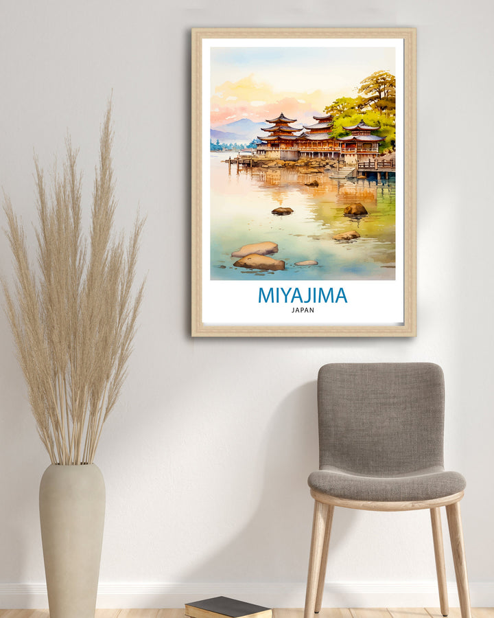 Miyajima Island Japan Travel Print Miyajima Wall Decor Miyajima Poster Japan Travel Prints Miyajima Art Print Miyajima Illustration Miyajima