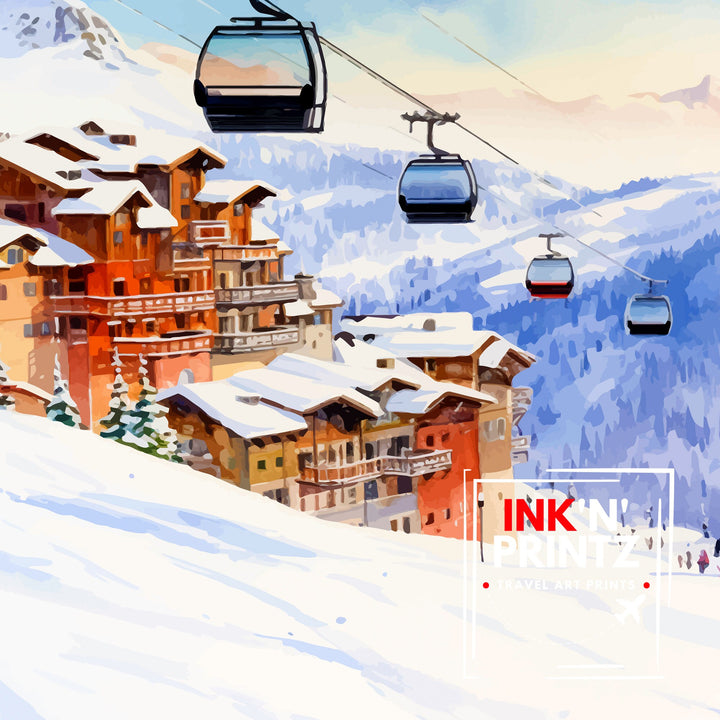 Les Arcs France Poster Les Arcs Decor Les Arcs Poster Les Arcs Art Les Arcs Wall Art Gift for Ski Lovers Les Arcs Home Decor