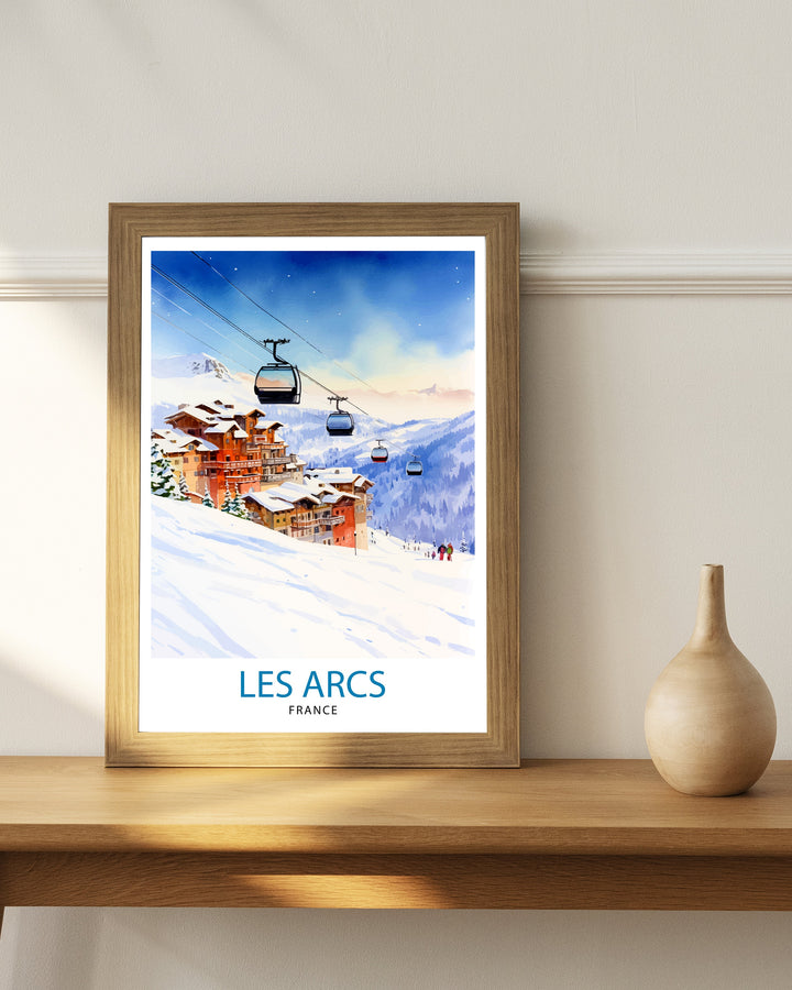 Les Arcs France Poster Les Arcs Decor Les Arcs Poster Les Arcs Art Les Arcs Wall Art Gift for Ski Lovers Les Arcs Home Decor
