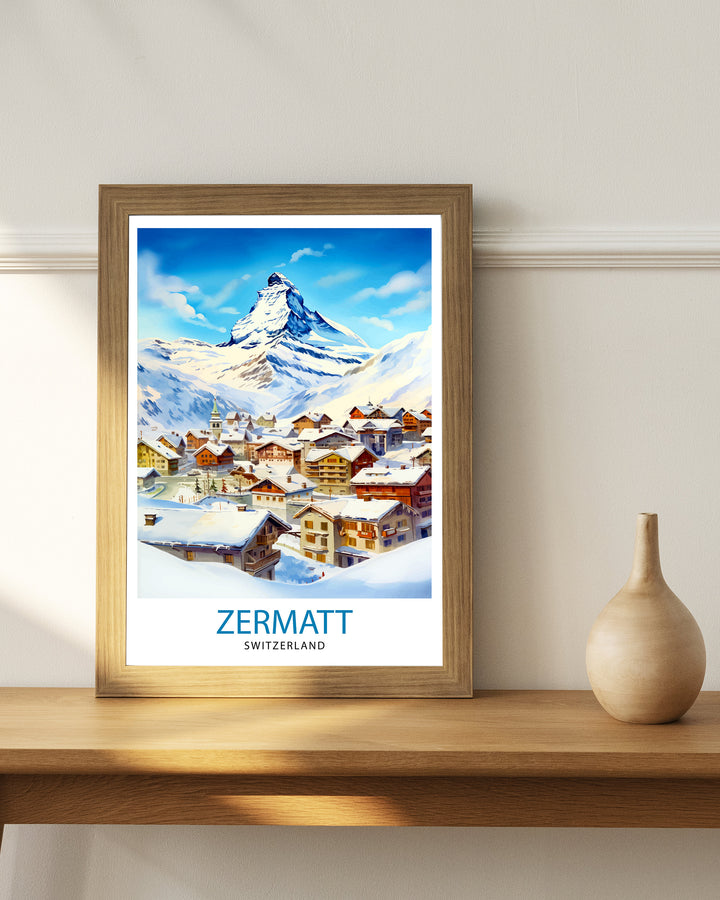 Zermatt Switzerland Poster Zermatt Decor Zermatt Poster Zermatt Art Zermatt Wall Art Gift for Mountain Enthusiasts Zermatt Home Decor