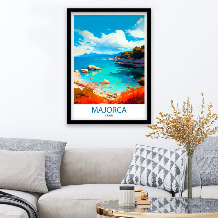 Majorca Spain Travel Print Majorca Wall Decor Majorca Home Living Decor Majorca Spain Illustration Travel Poster Gift for Majorca Spain Home