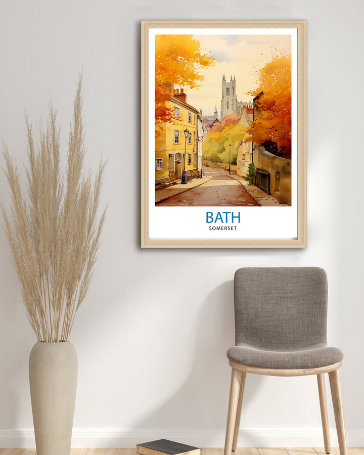Bath Somerset Travel Print Bath Wall Art Bath Home Decor Bath Illustration Travel Poster Gift Somerset England Home Decor