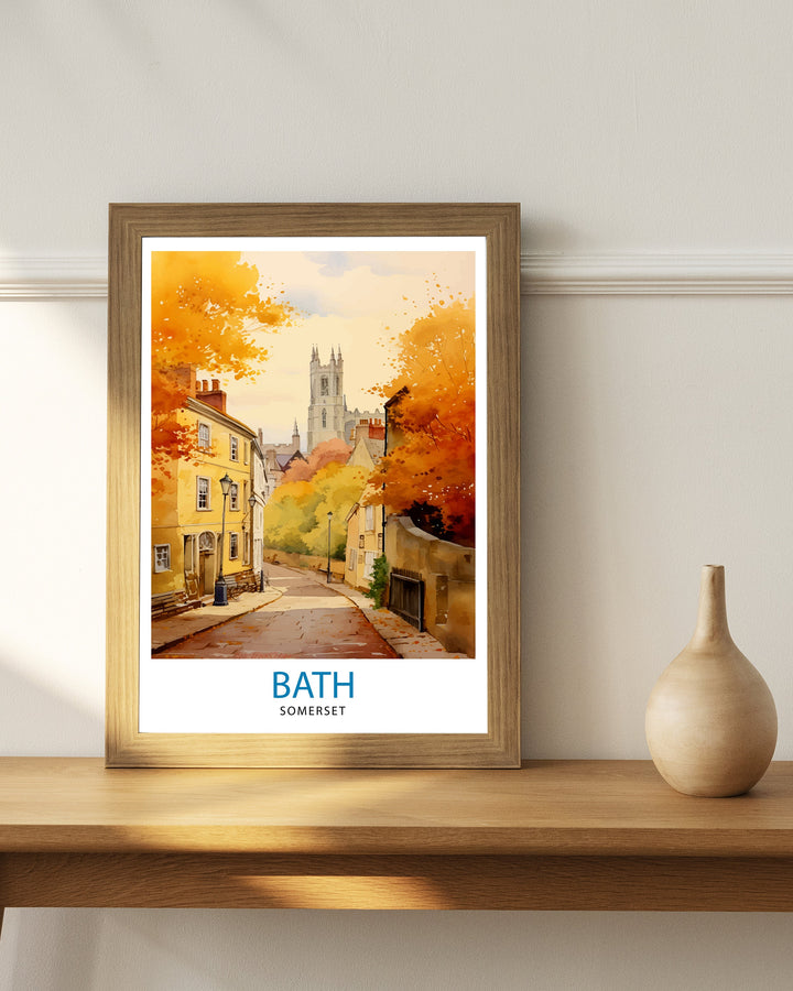 Bath Somerset Travel Print Bath Wall Art Bath Home Decor Bath Illustration Travel Poster Gift Somerset England Home Decor
