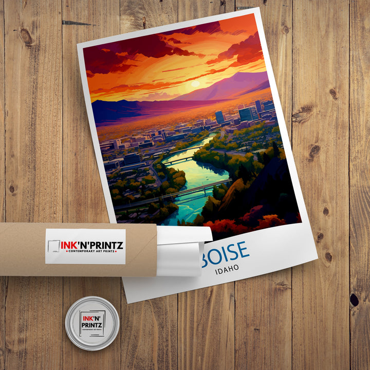 Boise Idaho Travel Print| Boise Wall Decor Boise Poster Idaho Travel Prints Boise Art Print Boise Illustration Boise Wall Art