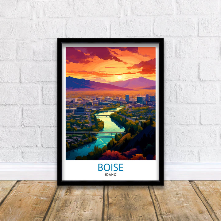 Boise Idaho Travel Print| Boise Wall Decor Boise Poster Idaho Travel Prints Boise Art Print Boise Illustration Boise Wall Art