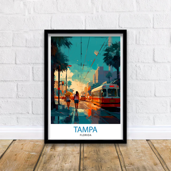 Tampa Bay Florida Travel Print Tampa Bay Wall Art Florida Poster, Tampa Bay Illustration Travel Poster Gift For Tampa Bay Florida Home Decor