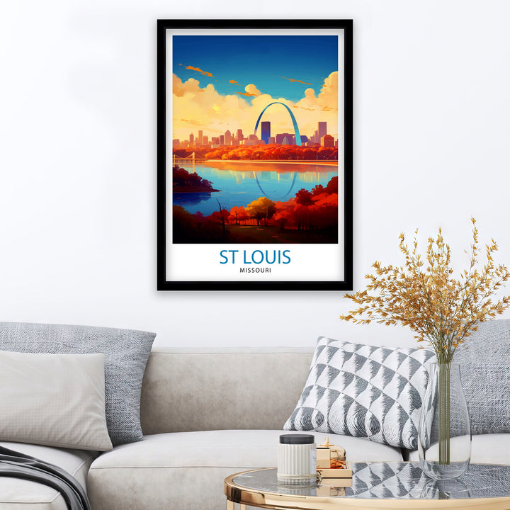 St. Louis Missouri Travel Print| St. Louis Wall Decor St. Louis Poster USA Travel Prints St. Louis Art Print St. Louis Illustration