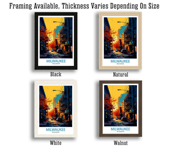 Milwaukee Wisconsin Travel Print| Milwaukee Wall Decor Milwaukee Poster USA Travel Prints Milwaukee Art Print Milwaukee Illustration