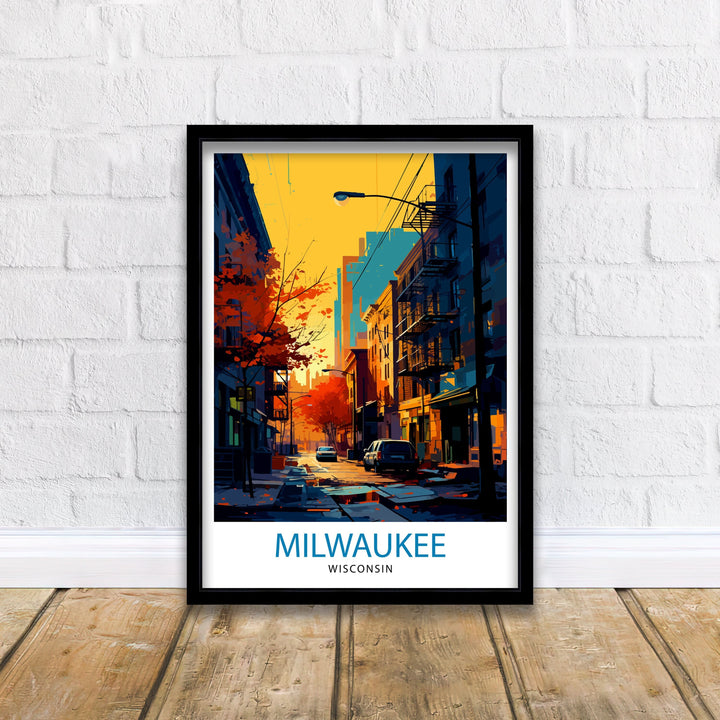 Milwaukee Wisconsin Travel Print| Milwaukee Wall Decor Milwaukee Poster USA Travel Prints Milwaukee Art Print Milwaukee Illustration
