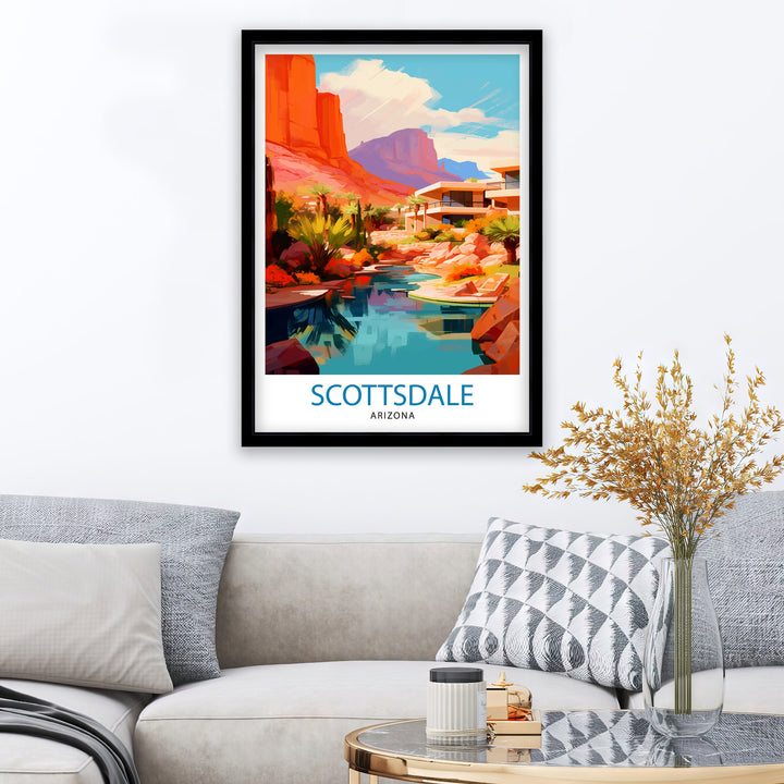 Scottsdale Arizona Travel Poster Scottsdale Wall Art Arizona Desert Print Southwest Travel Decor Scottsdale Illustration Arizona Art Print