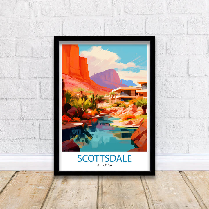 Scottsdale Arizona Travel Poster Scottsdale Wall Art Arizona Desert Print Southwest Travel Decor Scottsdale Illustration Arizona Art Print