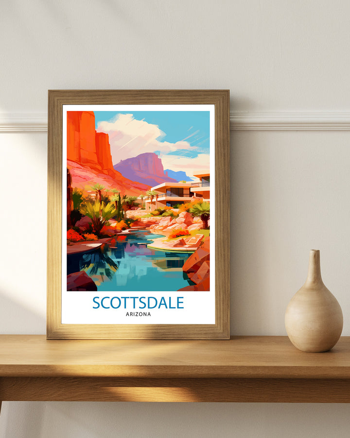 Scottsdale Arizona Travel Poster Scottsdale Wall Art Arizona Desert Print Southwest Travel Decor Scottsdale Illustration Arizona Art Print