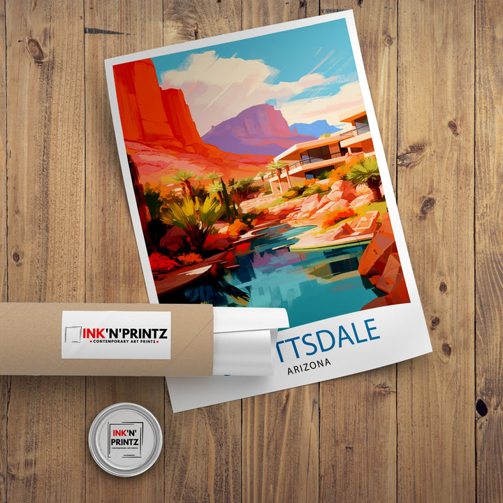 Scottsdale Arizona Travel Poster Scottsdale Wall Art Arizona Desert Print Southwest Travel Decor Scottsdale Illustration Arizona Art Print