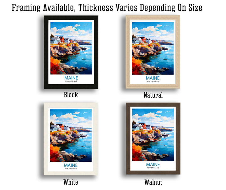 Maine New England Travel Print| Maine Wall Decor Maine Poster USA Travel Prints Maine Art Print Maine Illustration Maine Wall Art