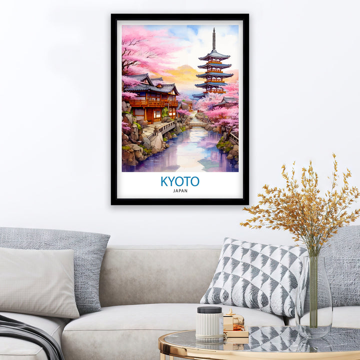 Kyoto Japan Travel Print Kyoto Wall Decor Kyoto Poster Japan Travel Prints Kyoto Art Print Kyoto Illustration Kyoto Wall Art