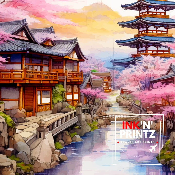 Kyoto Japan Travel Print Kyoto Wall Decor Kyoto Poster Japan Travel Prints Kyoto Art Print Kyoto Illustration Kyoto Wall Art