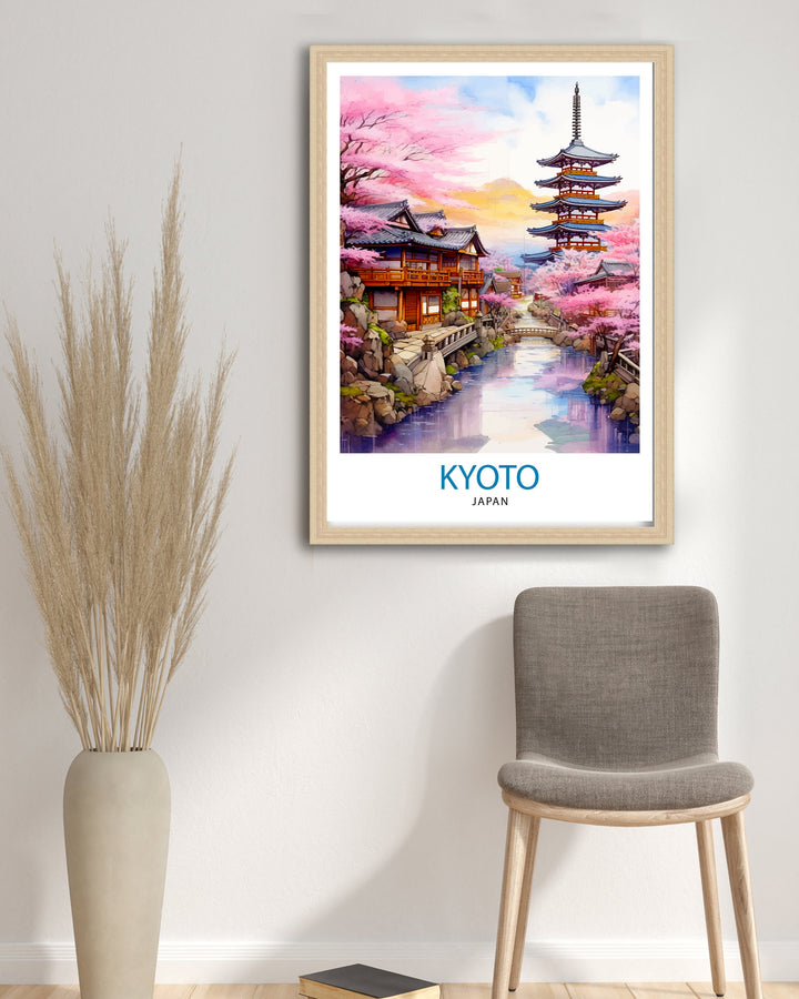 Kyoto Japan Travel Print Kyoto Wall Decor Kyoto Poster Japan Travel Prints Kyoto Art Print Kyoto Illustration Kyoto Wall Art