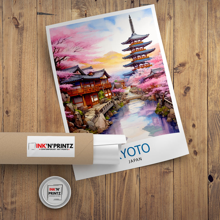 Kyoto Japan Travel Print Kyoto Wall Decor Kyoto Poster Japan Travel Prints Kyoto Art Print Kyoto Illustration Kyoto Wall Art