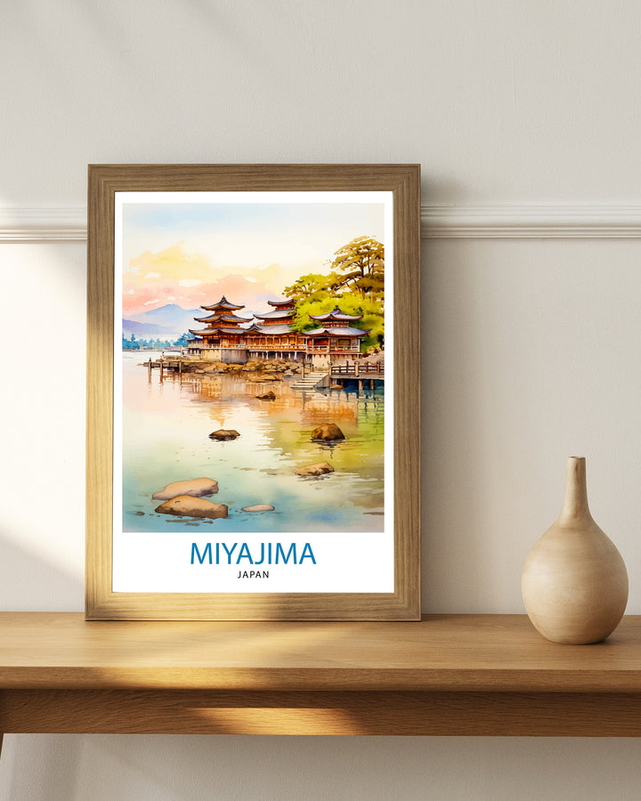 Miyajima Island Japan Travel Print Miyajima Wall Decor Miyajima Poster Japan Travel Prints Miyajima Art Print Miyajima Illustration Miyajima
