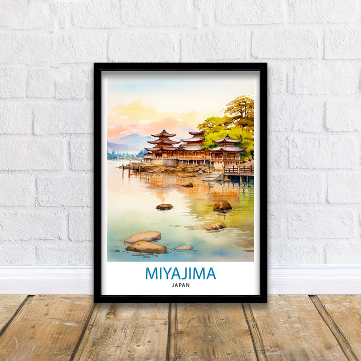 Miyajima Island Japan Travel Print Miyajima Wall Decor Miyajima Poster Japan Travel Prints Miyajima Art Print Miyajima Illustration Miyajima