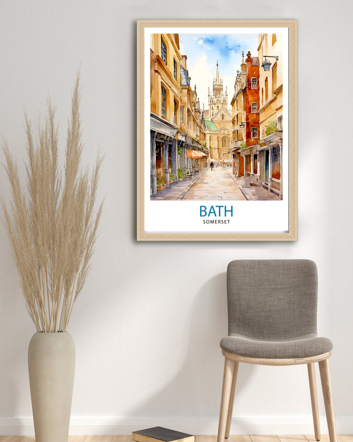 Bath Somerset Travel Poster Bath Wall Art Bath Home Decor Bath Illustration Travel Poster Gift Somerset England Home Decor