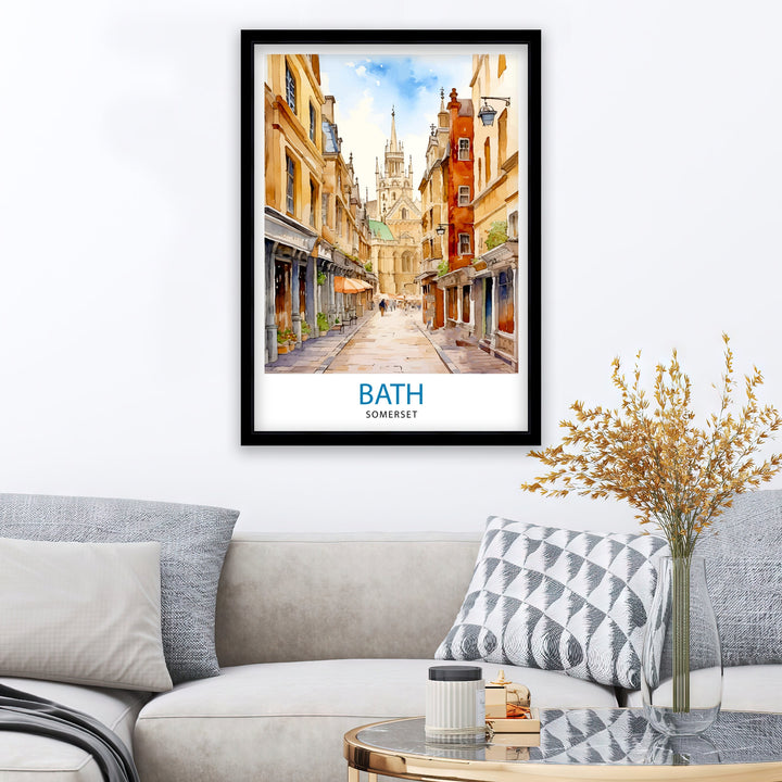 Bath Somerset Travel Poster Bath Wall Art Bath Home Decor Bath Illustration Travel Poster Gift Somerset England Home Decor