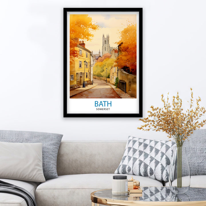 Bath Somerset Travel Print Bath Wall Art Bath Home Decor Bath Illustration Travel Poster Gift Somerset England Home Decor
