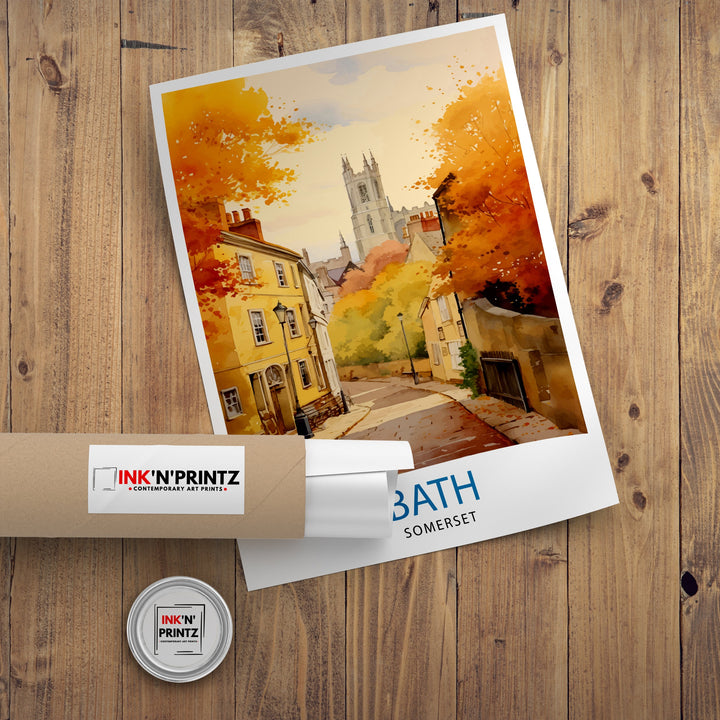 Bath Somerset Travel Print Bath Wall Art Bath Home Decor Bath Illustration Travel Poster Gift Somerset England Home Decor