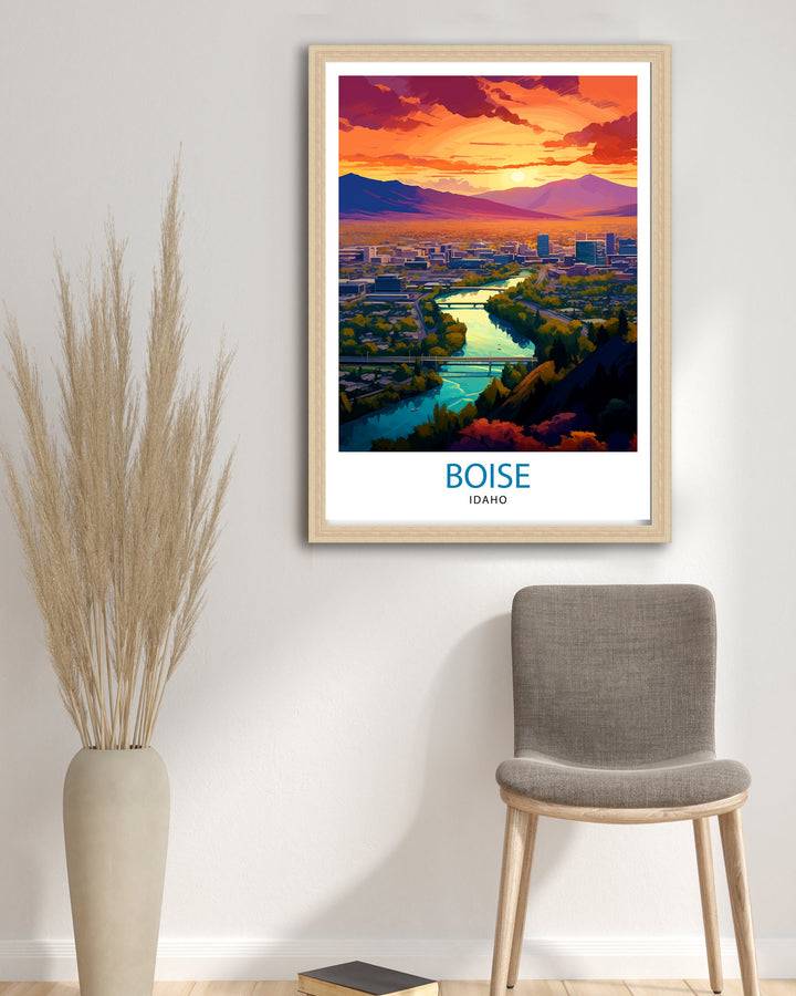 Boise Idaho Travel Print| Boise Wall Decor Boise Poster Idaho Travel Prints Boise Art Print Boise Illustration Boise Wall Art