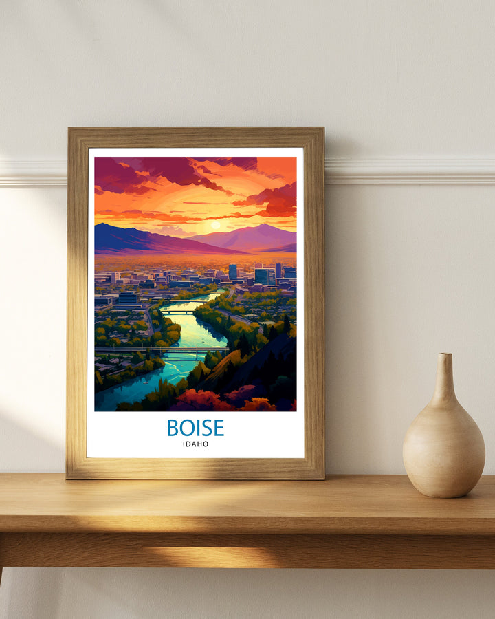 Boise Idaho Travel Print| Boise Wall Decor Boise Poster Idaho Travel Prints Boise Art Print Boise Illustration Boise Wall Art