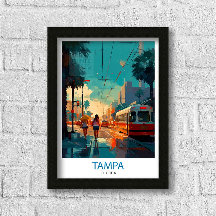 Tampa Bay Florida Travel Print Tampa Bay Wall Art Florida Poster, Tampa Bay Illustration Travel Poster Gift For Tampa Bay Florida Home Decor